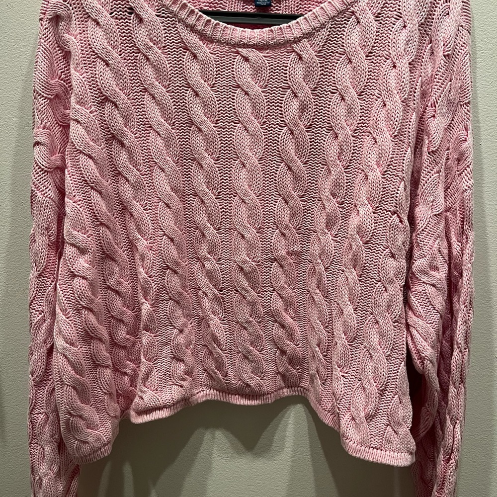 American Eagle Outfitters Pink Cable Knit Sweater